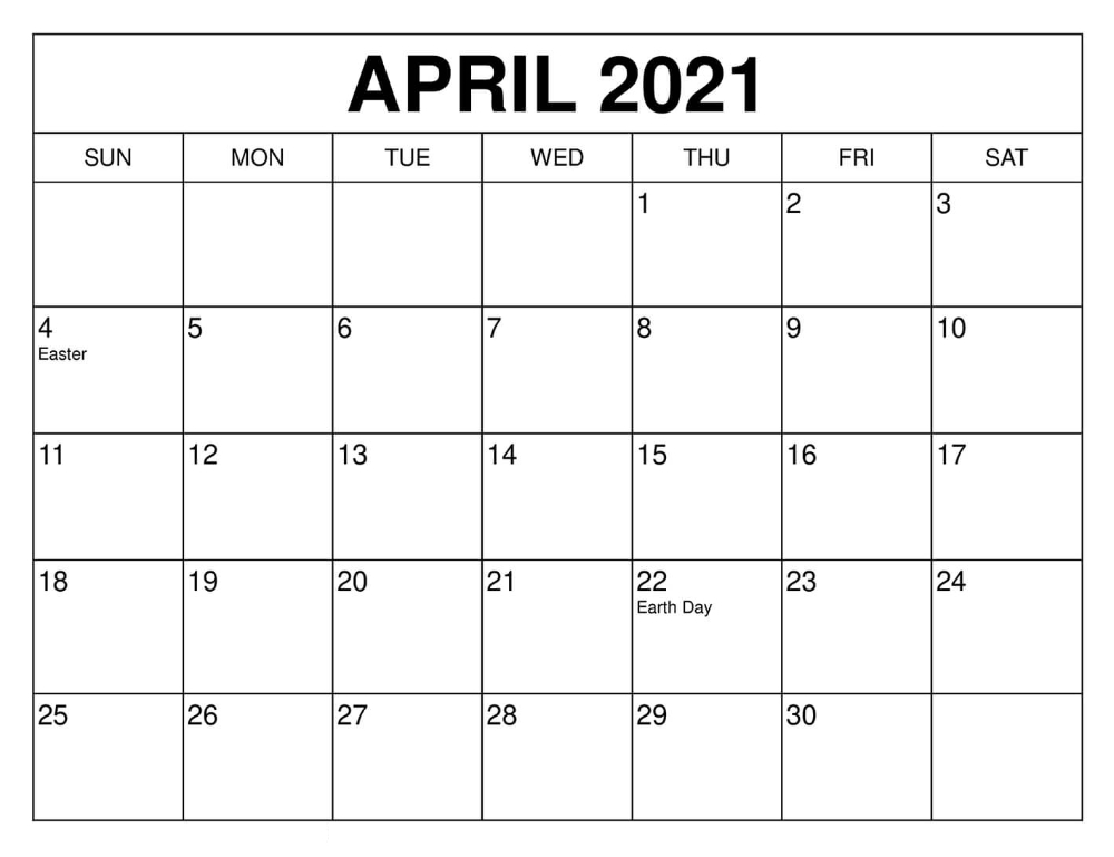 April Calendar 2021 With Holidays | 2022 Calendar