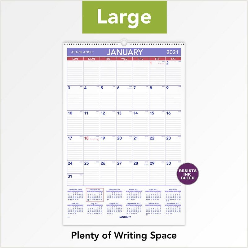 At-A-Glance 2021 Monthly Wall Calendar 15.5&quot; X 2.1&quot; X . 3