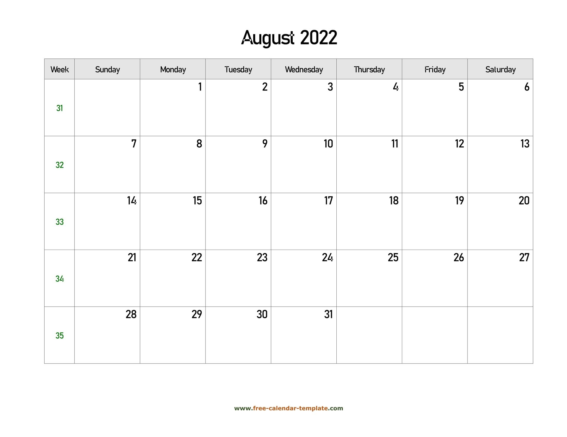 Universal August 2022 Hindu Calendar