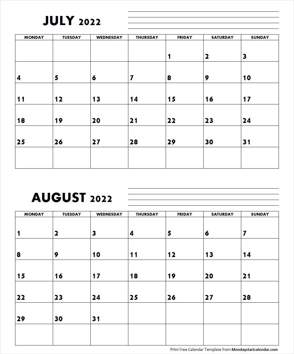 August Calendar Archives - Page 6 Of 7 - Monday Start Calendar