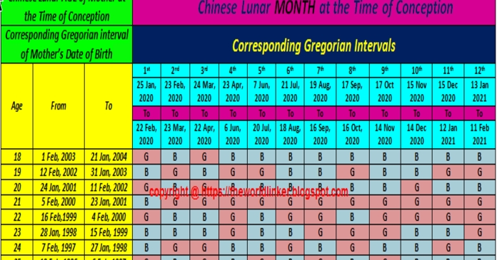 Baby Gender Reveal With Chinese Birth Chart. Is It Boy Or