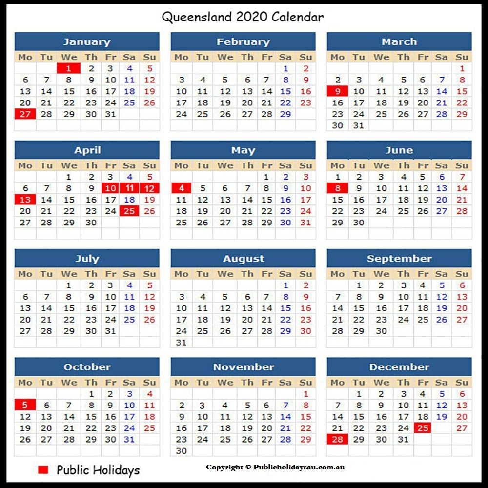 Calander 2021 Queensland Punlic Holidays | Calendar