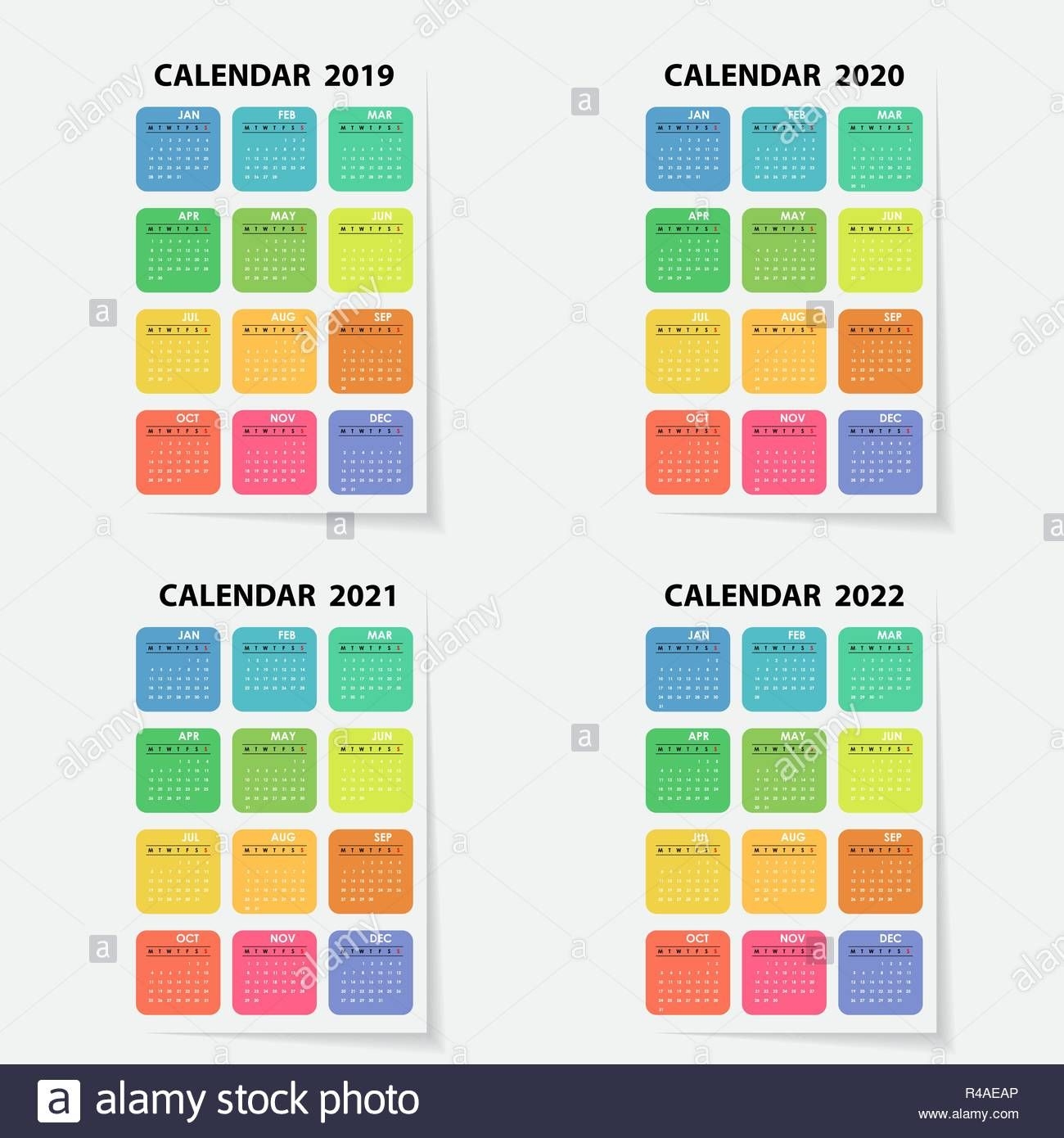 Calendar 2019, 2020, 2021 And 2022 Calendar Template