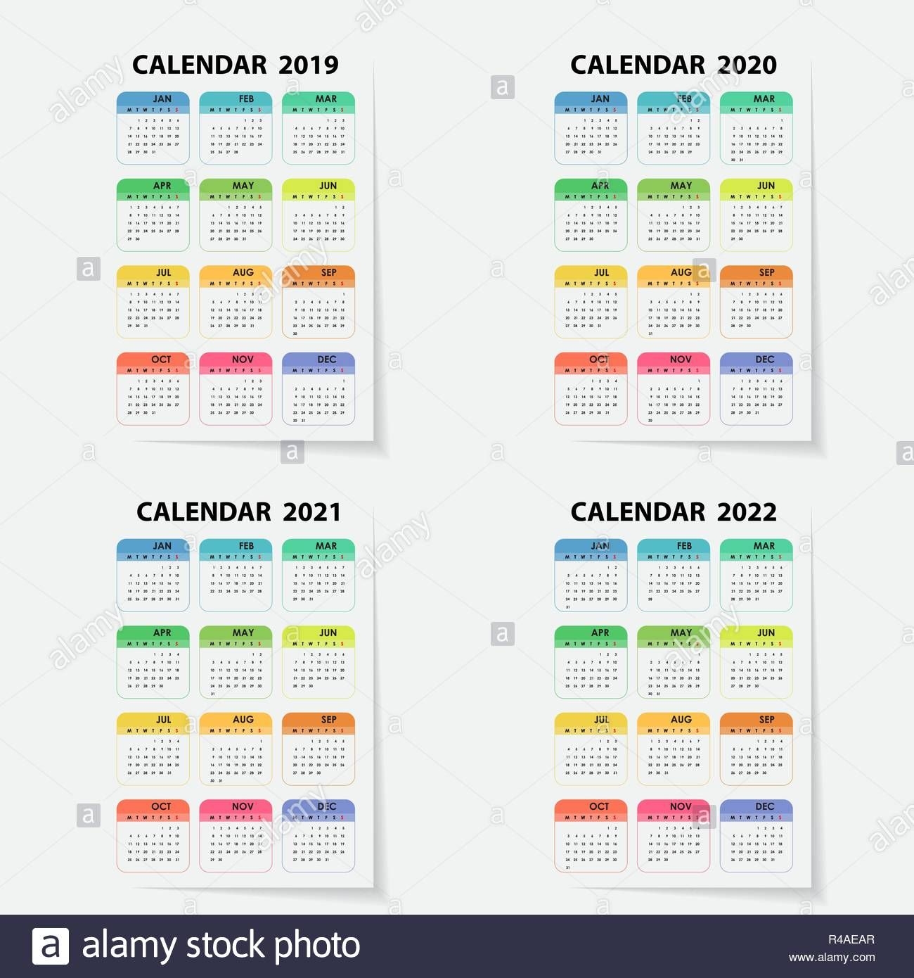 Calendar 2019, 2020, 2021 And 2022 Calendar Template