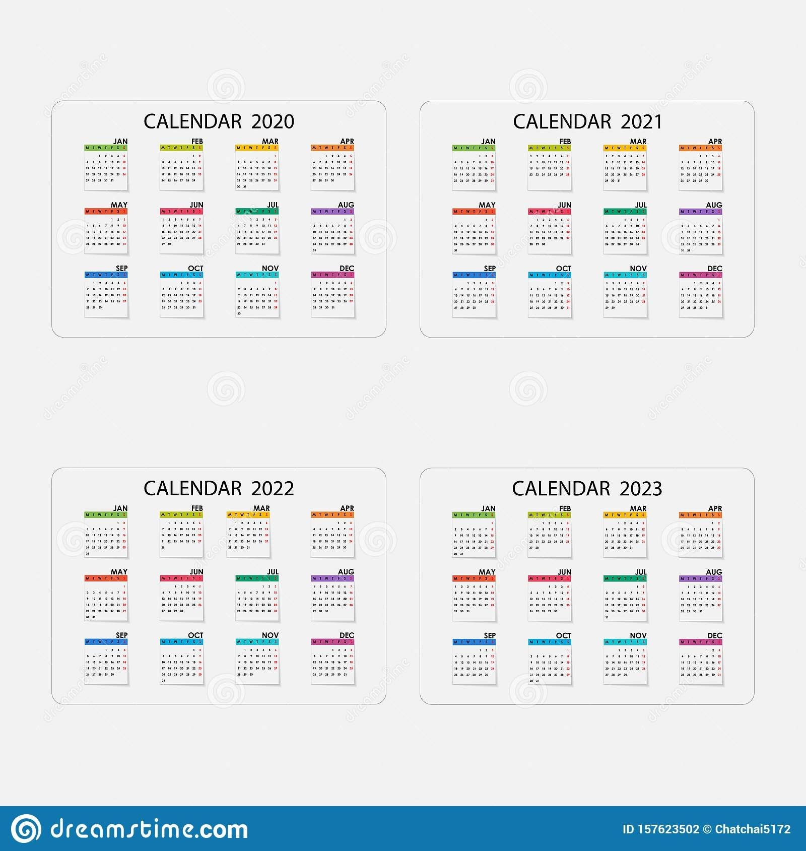 Calendar 2020, 2021,2022 And 2023 Calendar Template