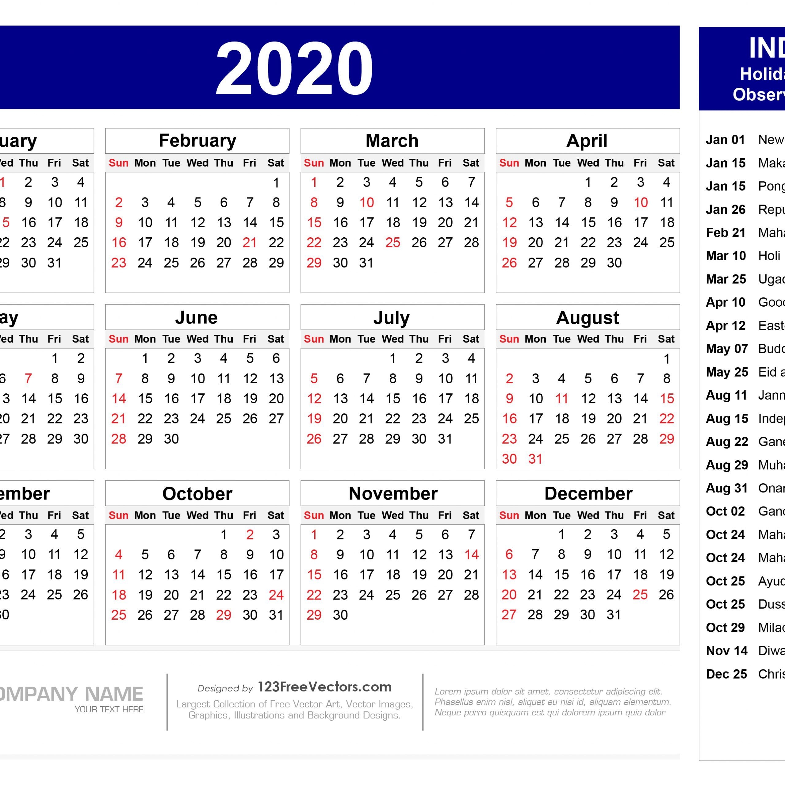 Calendar 2020 Hindu | Free Printable Calendar