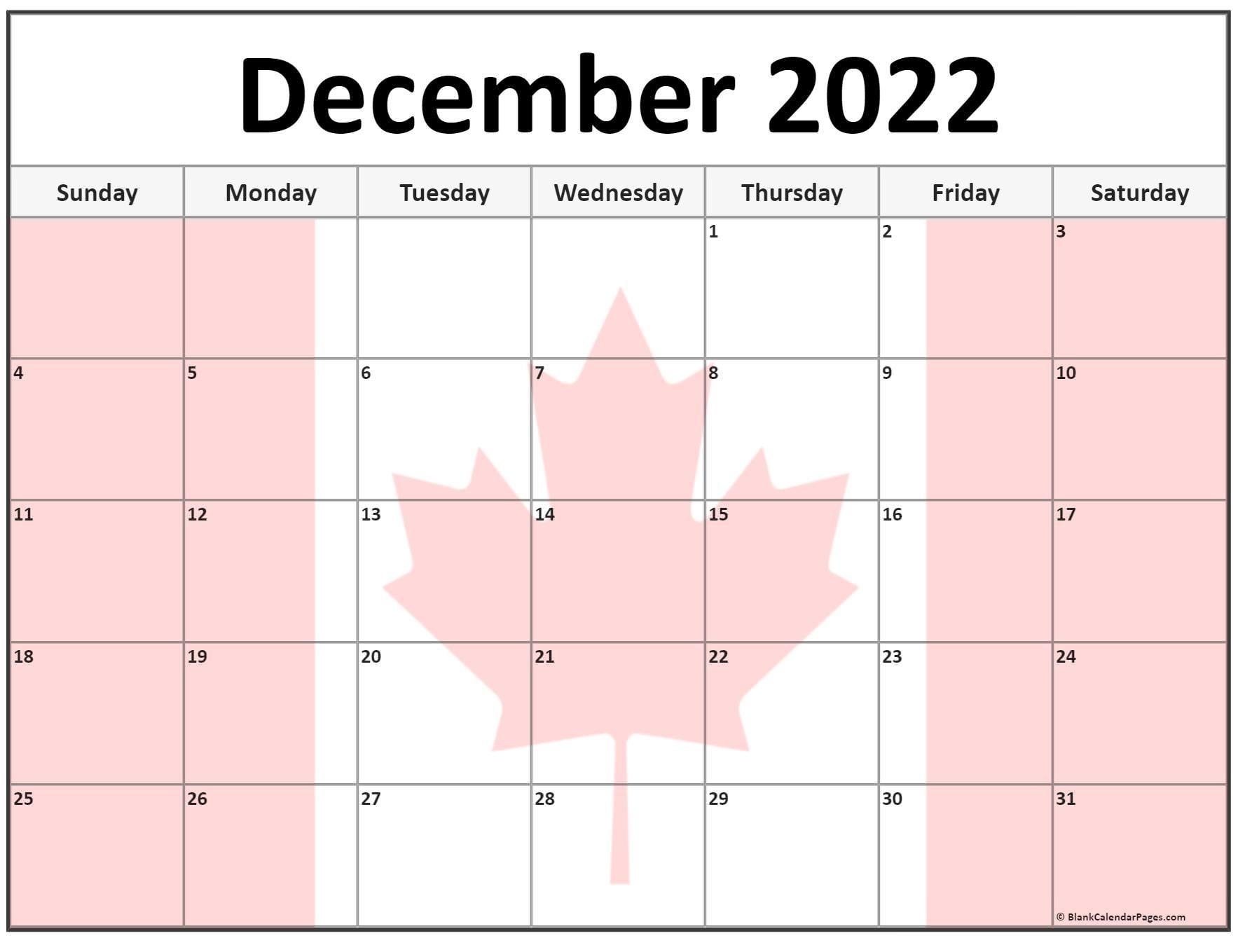 Calendar 2022 Canada Printable | Free Letter Templates