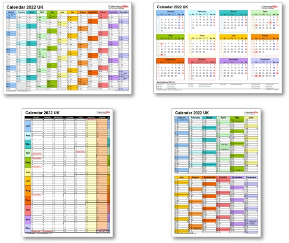 Calendar 2022 Uk With Bank Holidays &amp; Excel/Pdf/Word Templates