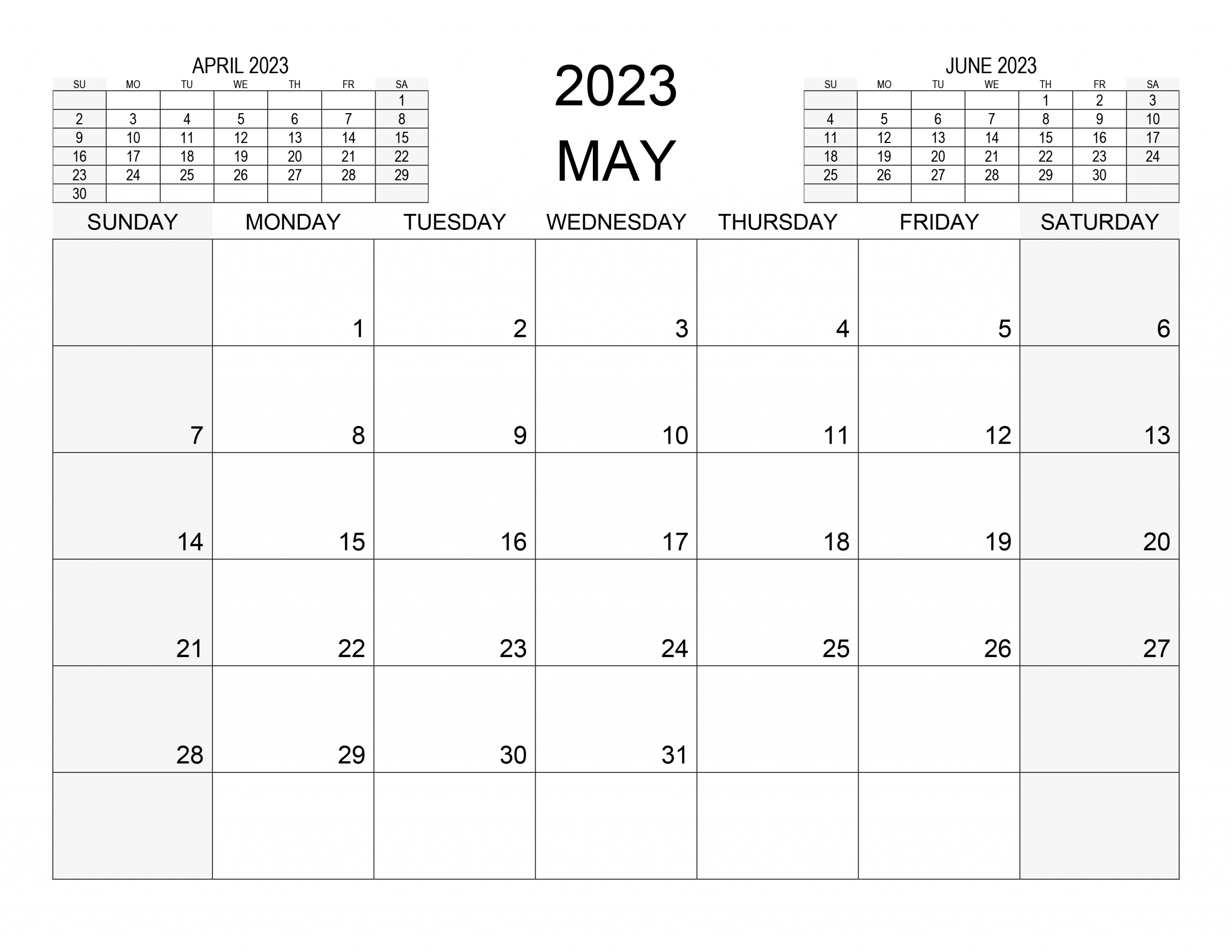 Calendar For May 2023 - Free-Calendar.su