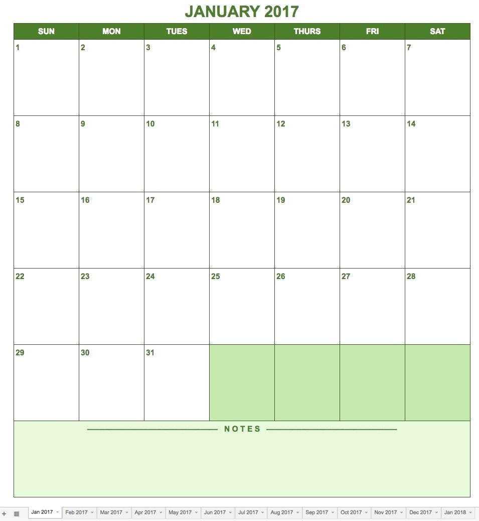 Calendar Template Google Sheets | Example Calendar Printable