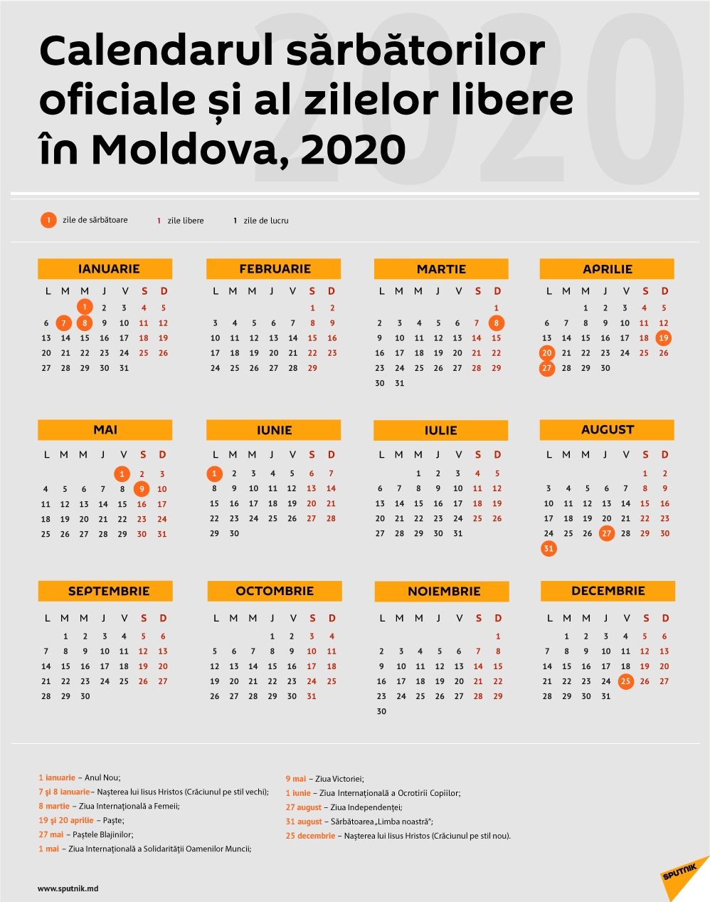 Calendar Zile Libere 2020 - Calendar Printable Free