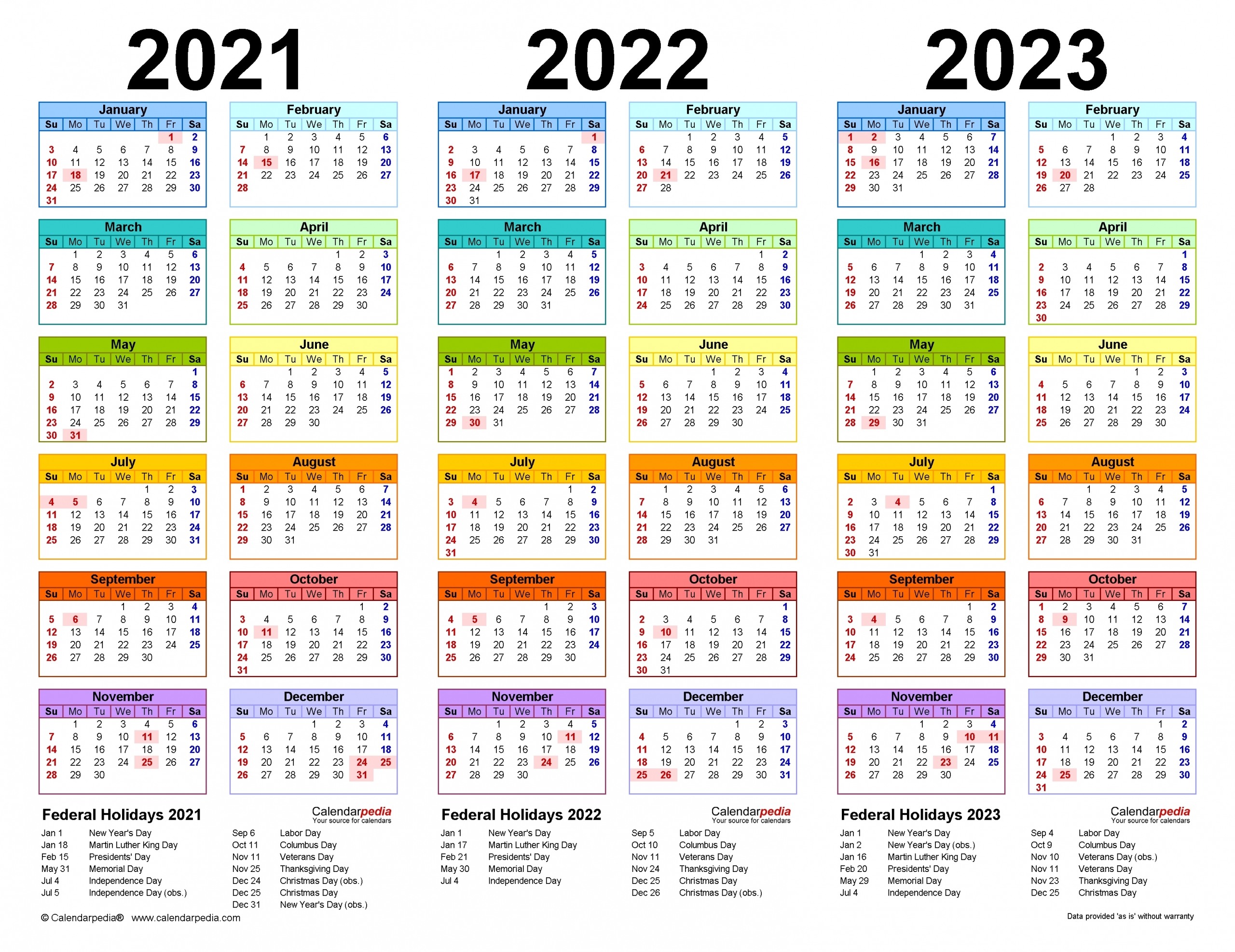 Calender 2021 T0 2023 | Month Calendar Printable