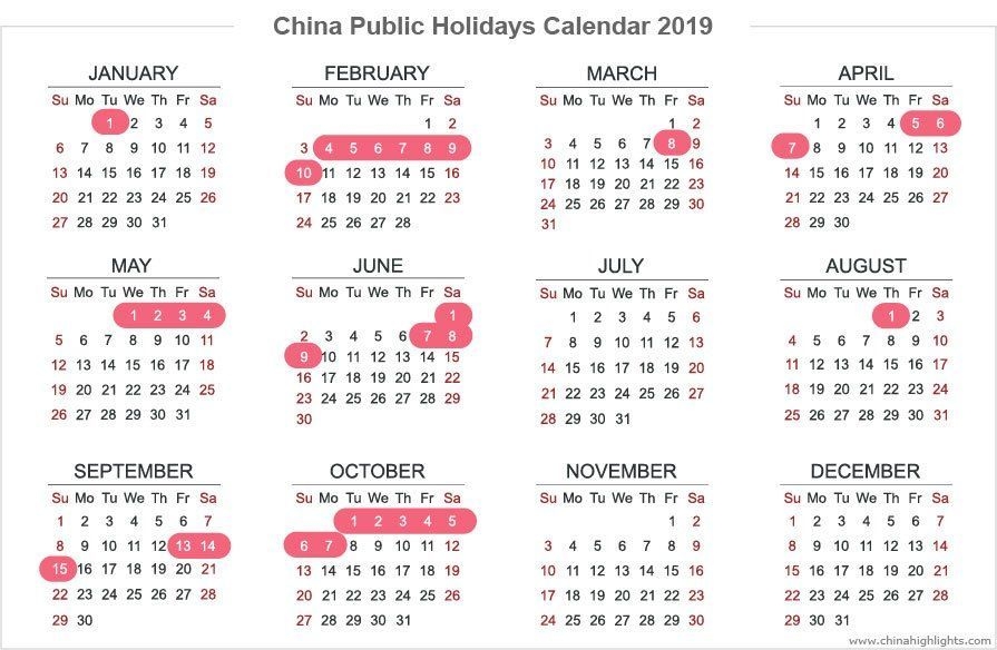 China Holidays, Public Holidays Calendar In 2019/2020/2021