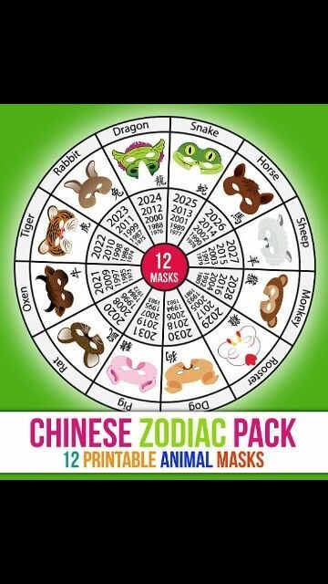 Chinese Calendar | Printable Animal Masks