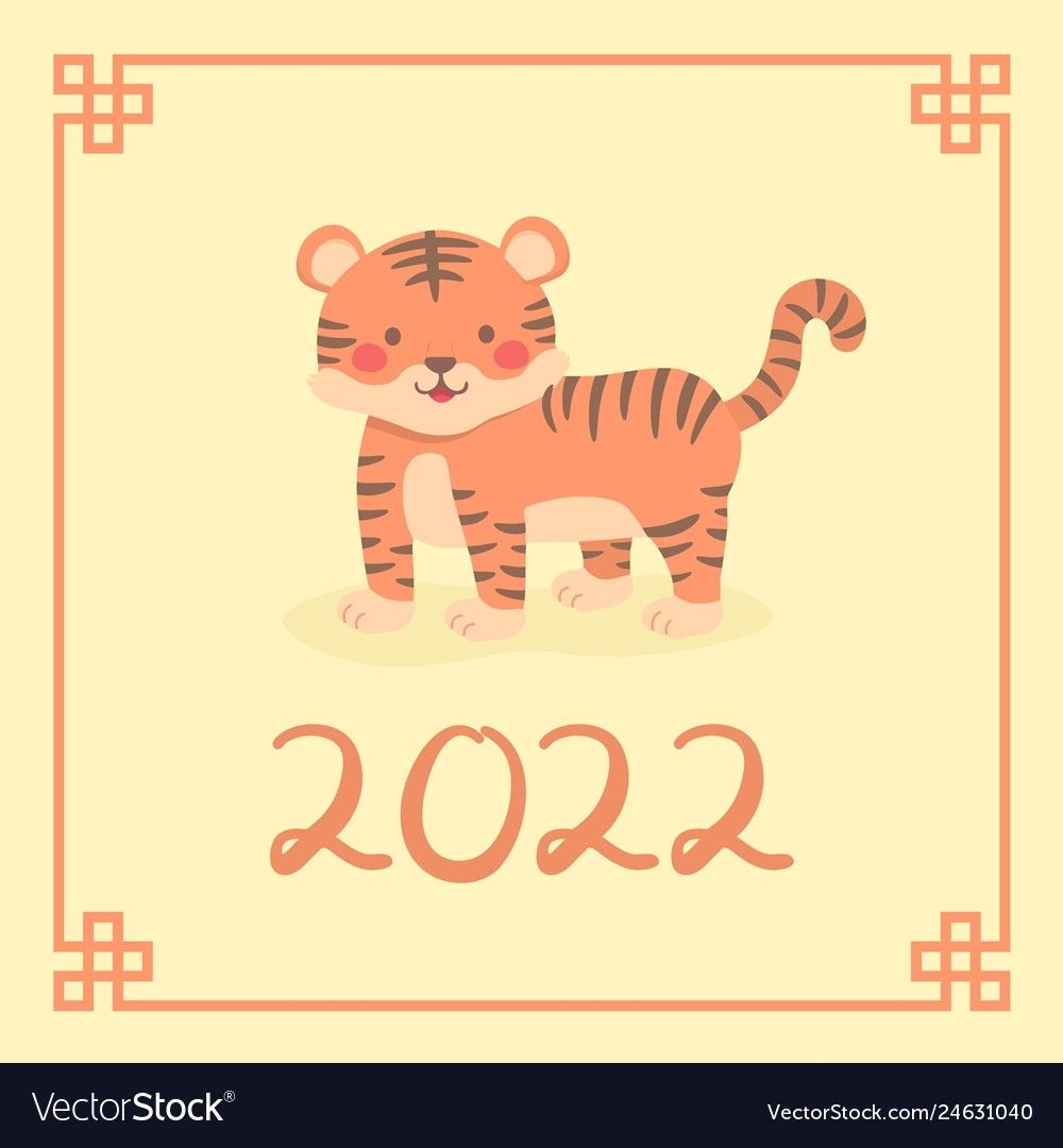 Chinese New Year 2022 Cute Tiger Zodiac Cartoon Vector Image