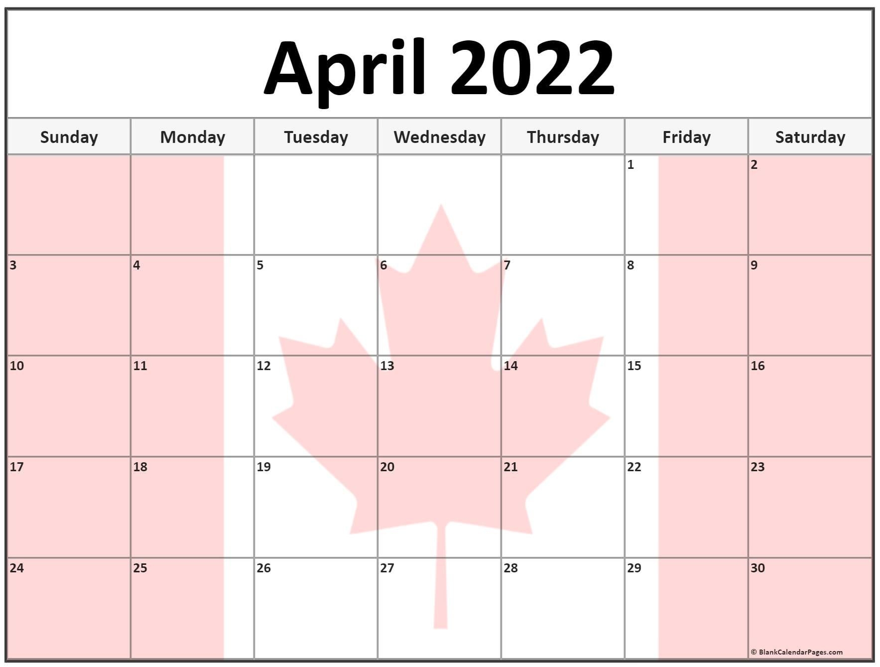 Collection Of April 2022 Photo Calendars With Image Filters.