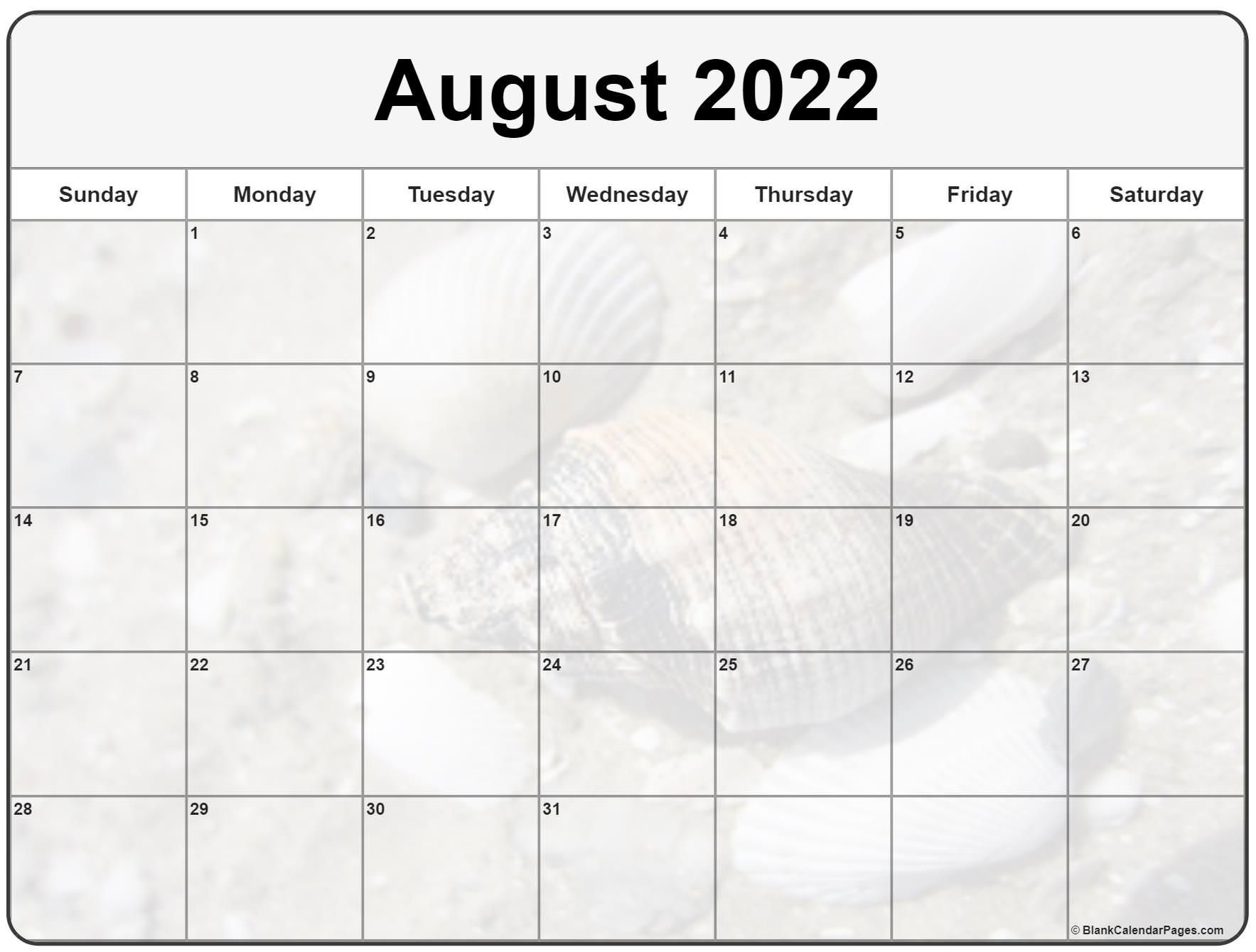 Collection Of August 2022 Photo Calendars With Image Filters.