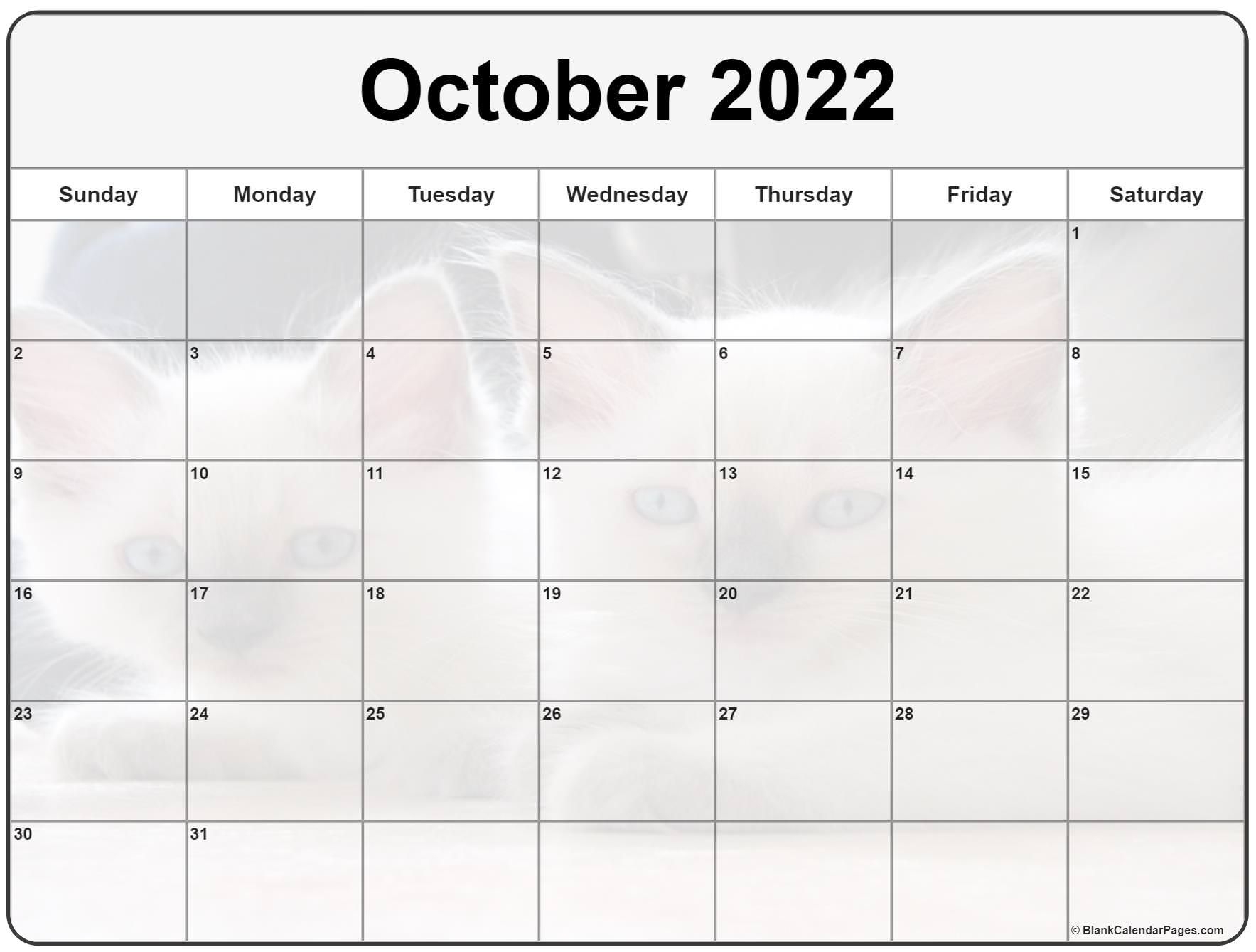 Collection Of October 2022 Photo Calendars With Image Filters.