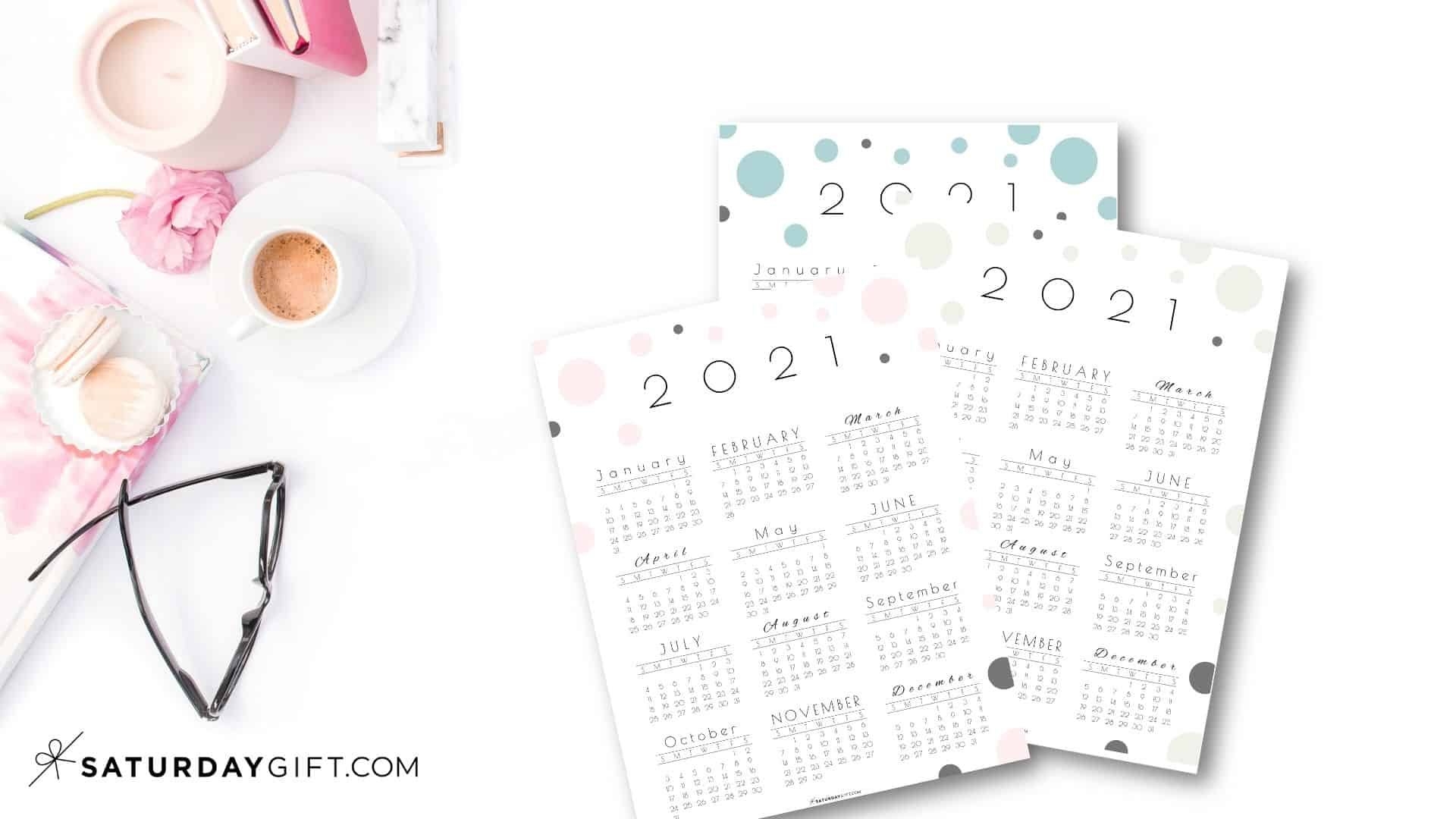 Cute (&amp; Free!) Printable Year At A Glance 2021 Calendar