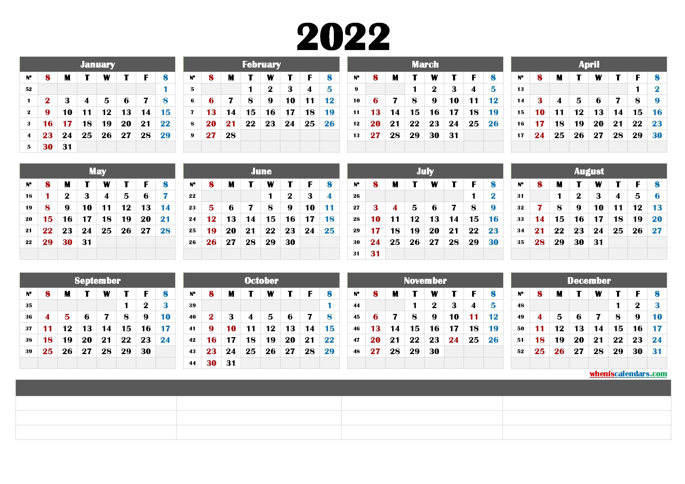 Cute Printable Calendar 2022 - Calendraex