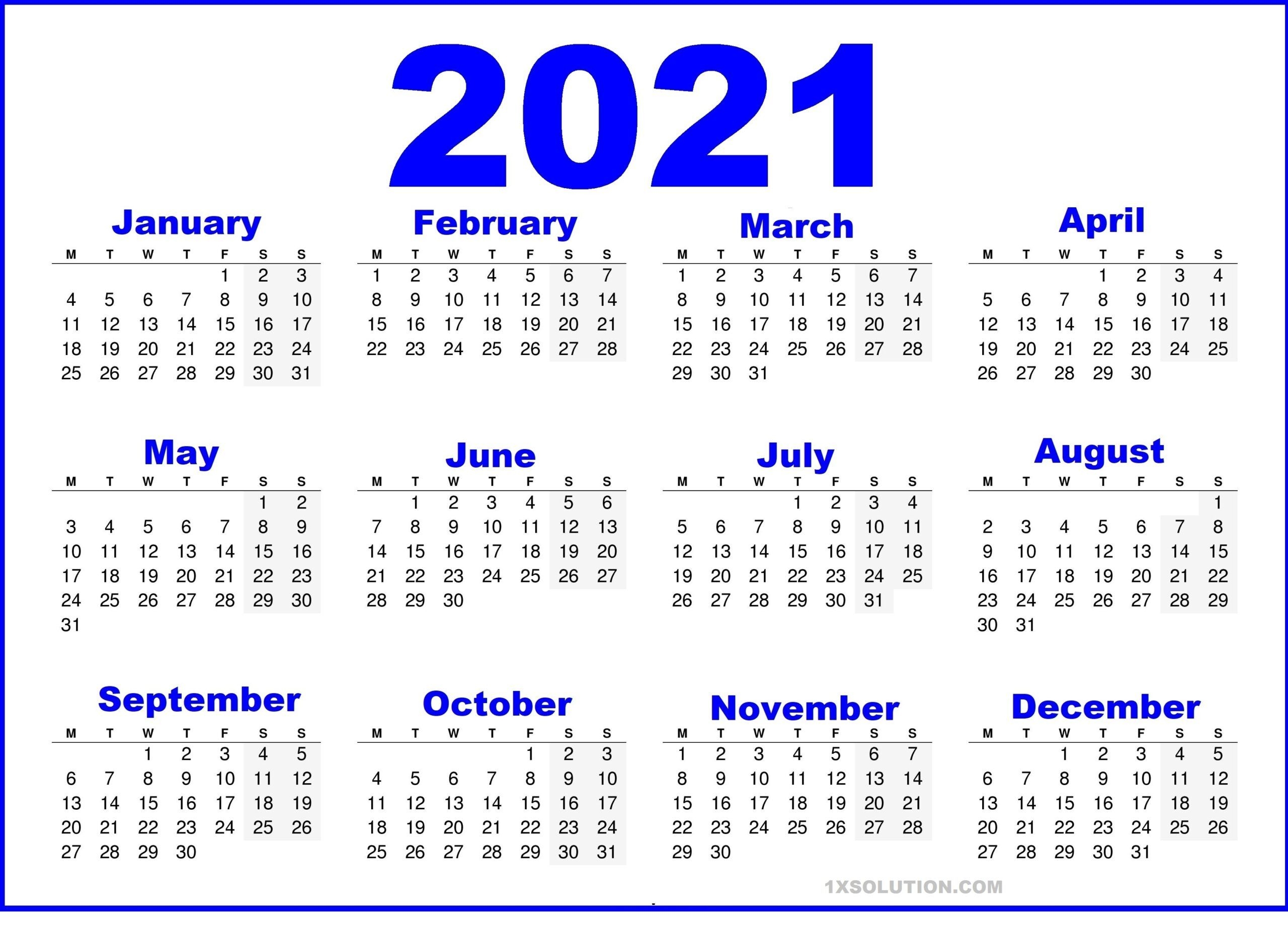 Daily Calendar 2021 | Calendar 2021