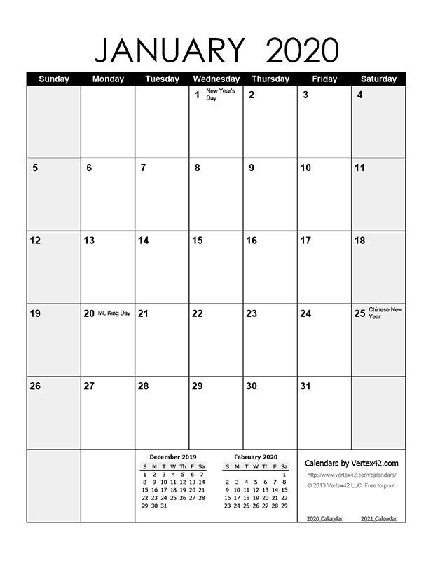 Free Calendar Template By Vertex42.Com 2022