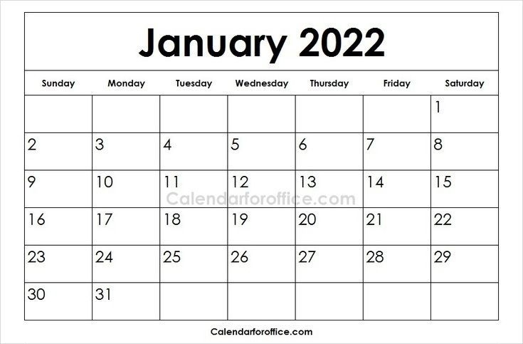 Download January 2022 Calendar Designs | Blank Printable