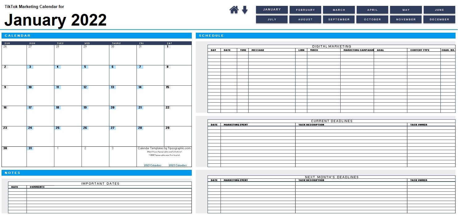 Download The 2022 Tiktok Marketing Calendar (Blank