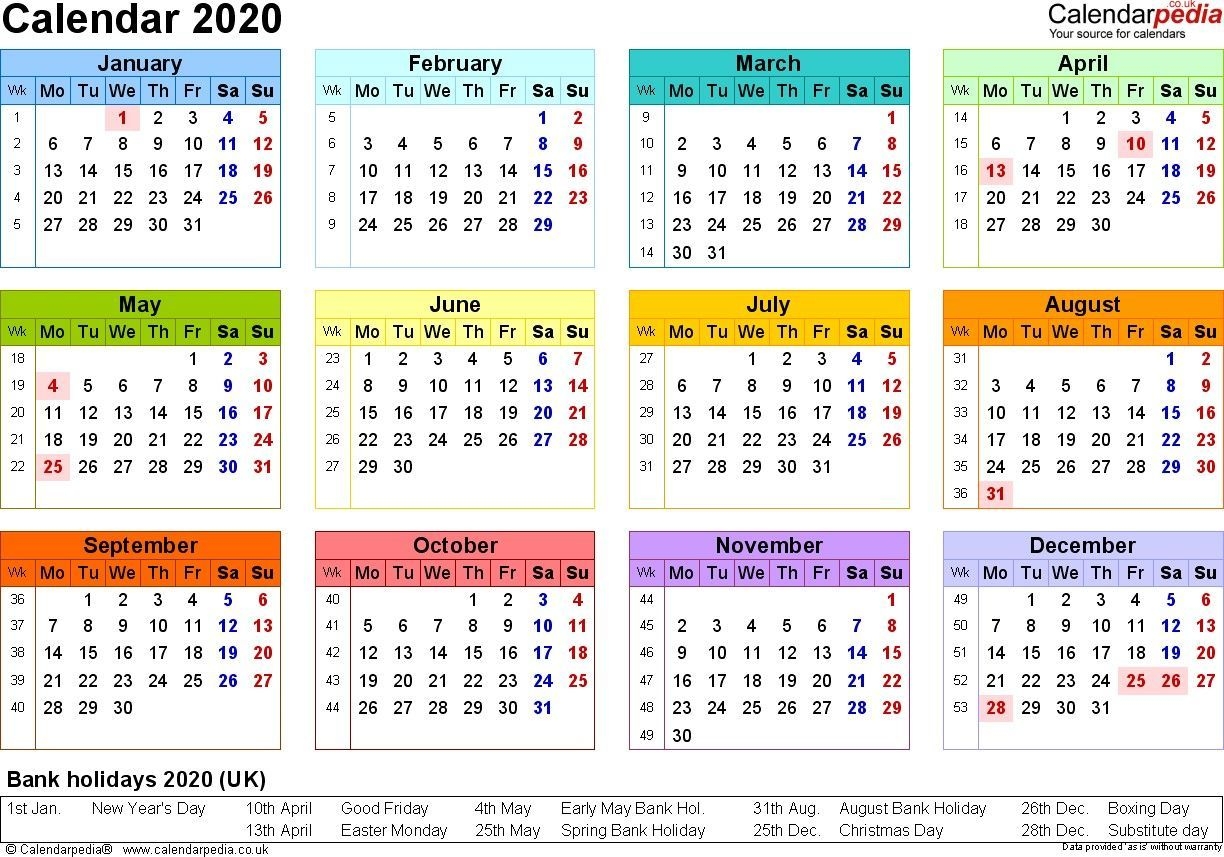 Excel Calendar 2020 Uk 16 Printable Templates Xlsx Free