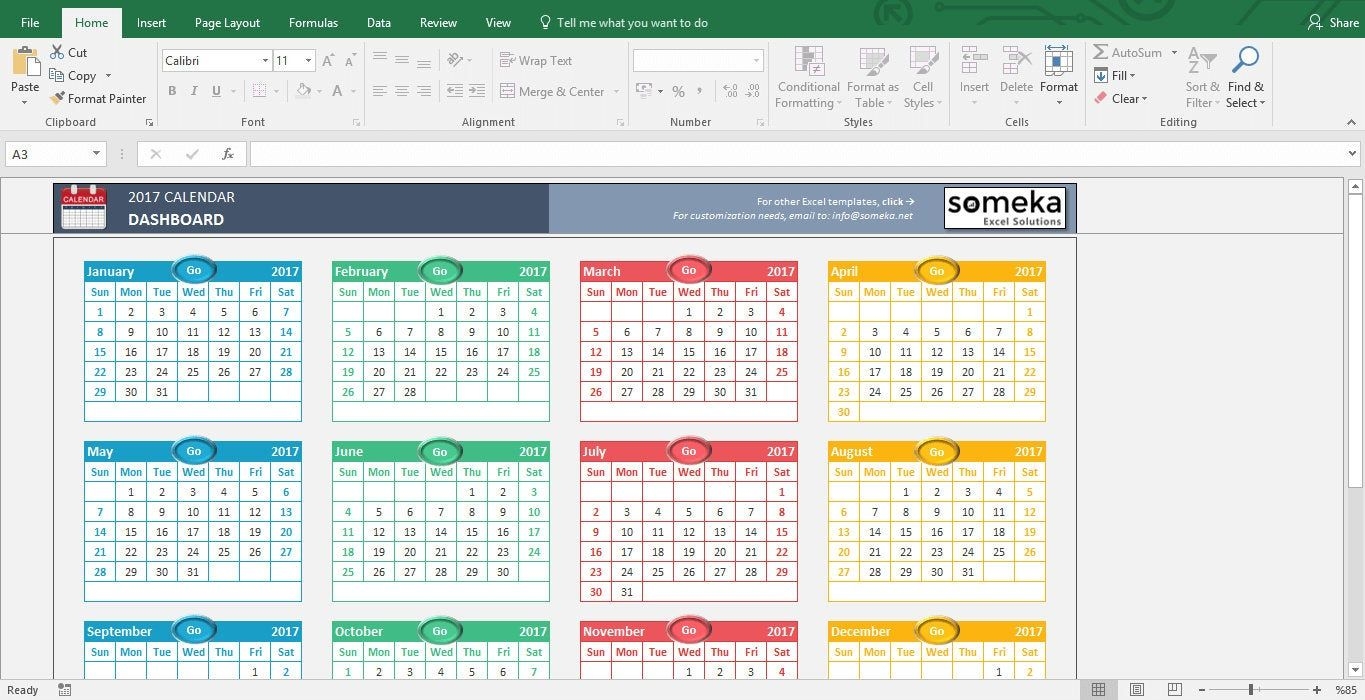 Excel Calendar Template 2021