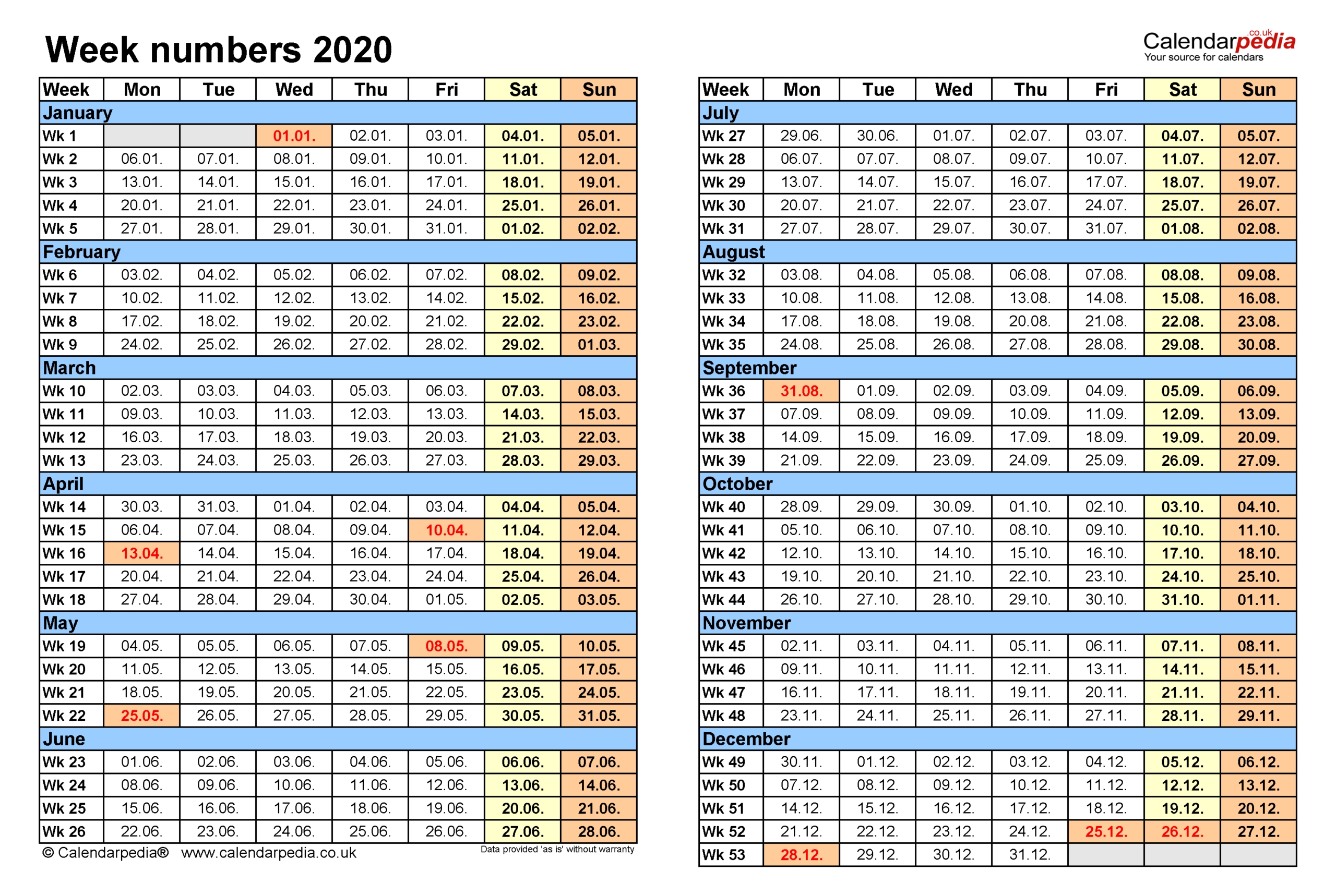 Excel Calendar With Week Numbers 2021 | Calendar