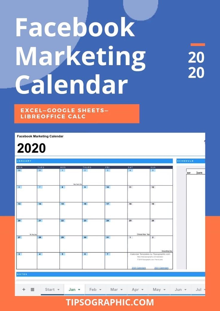 Facebook Marketing Calendar Template For Excel, Free