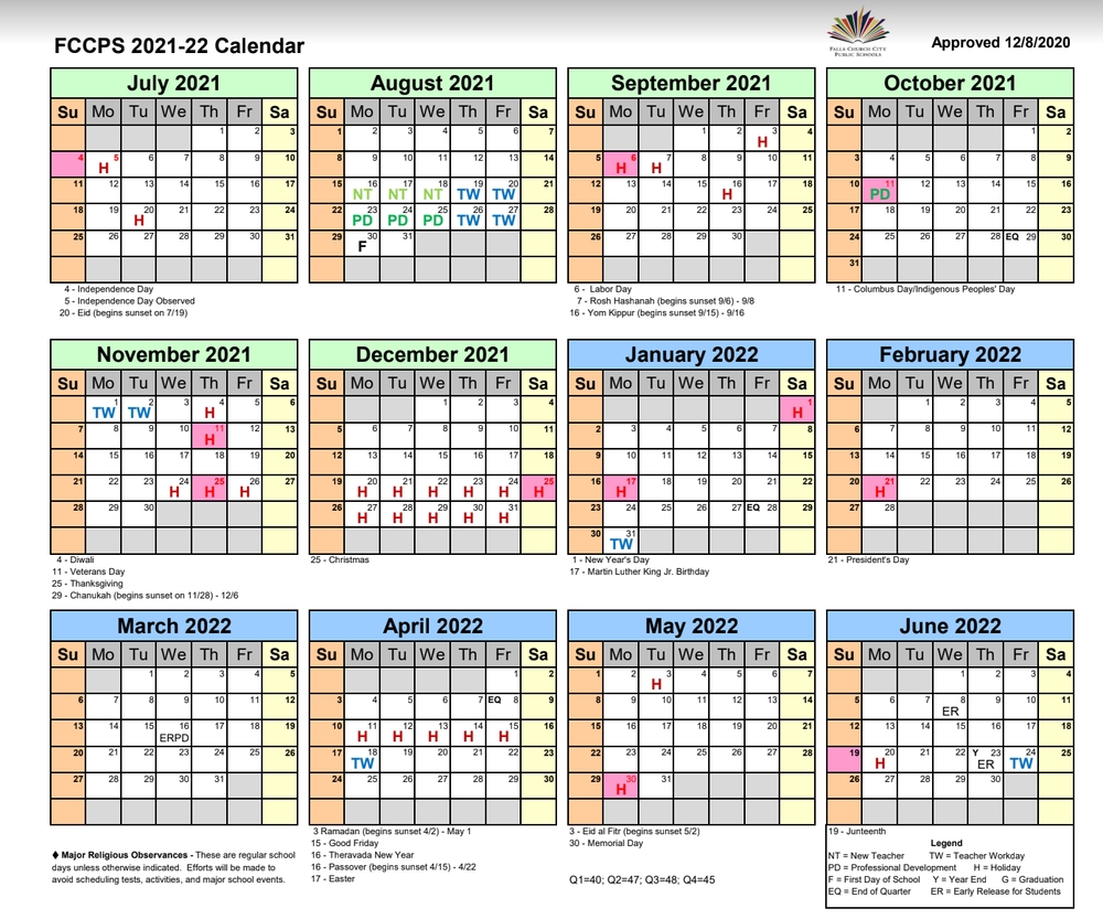 Fccps 2021-2022 School Calendar | Falls Church City Public