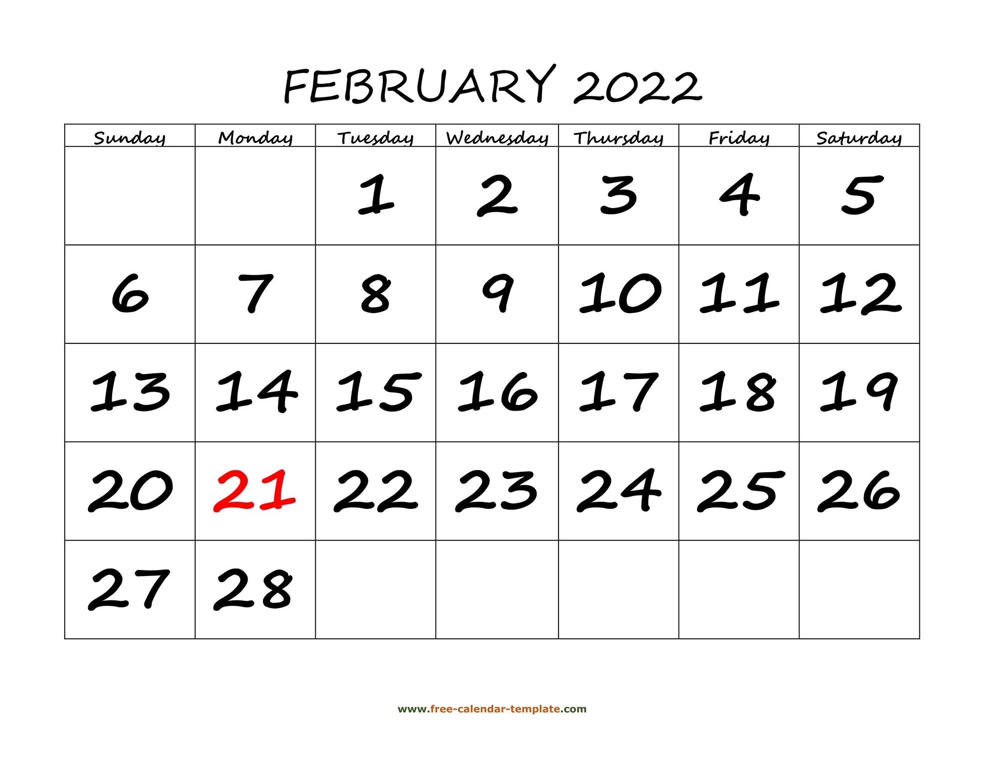 2022 Calendar Printable Free Pdf Colorful Red Orange 10