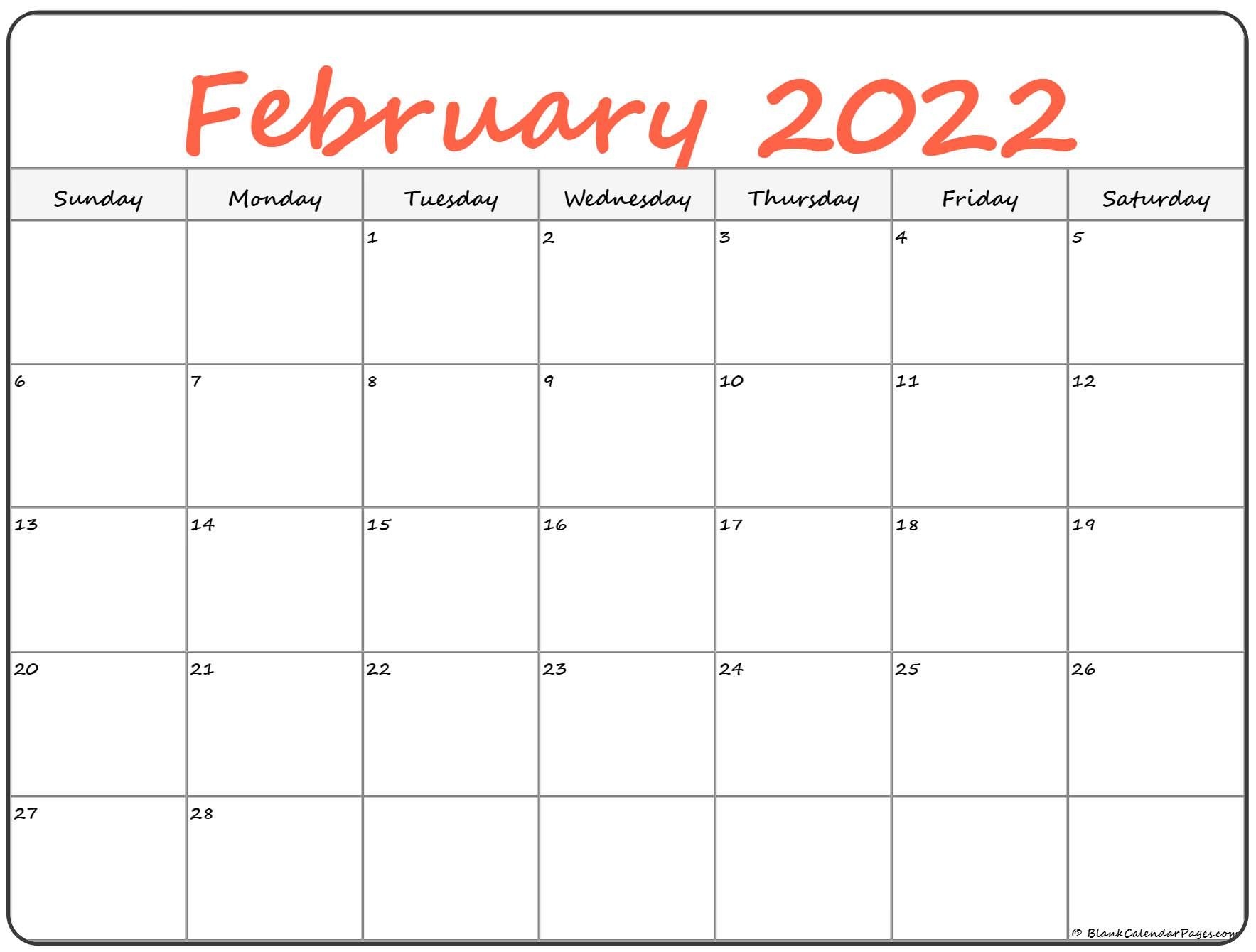 February 2022 Calendar | Free Printable Calendar Templates