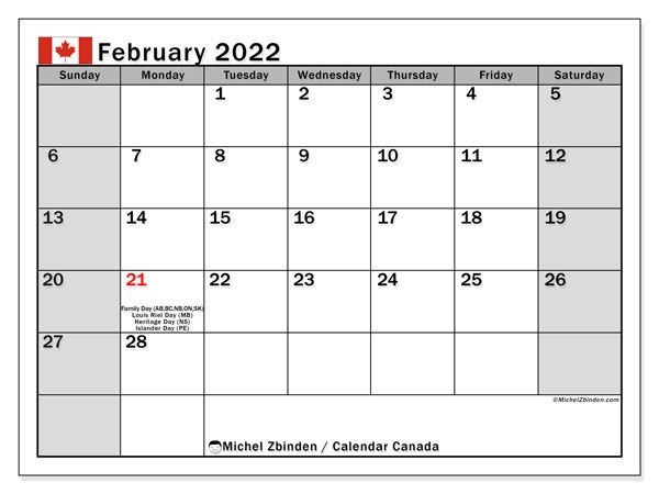 The Calendar 2022 Canada Printable - Get Your Calendar Printable