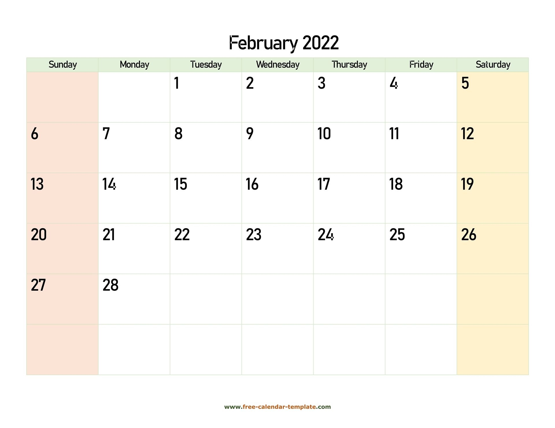 February 2022 Free Calendar Tempplate | Free-Calendar