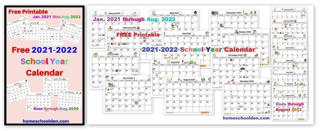 Free 2021-2022 Calendar Printable - Homeschool Den