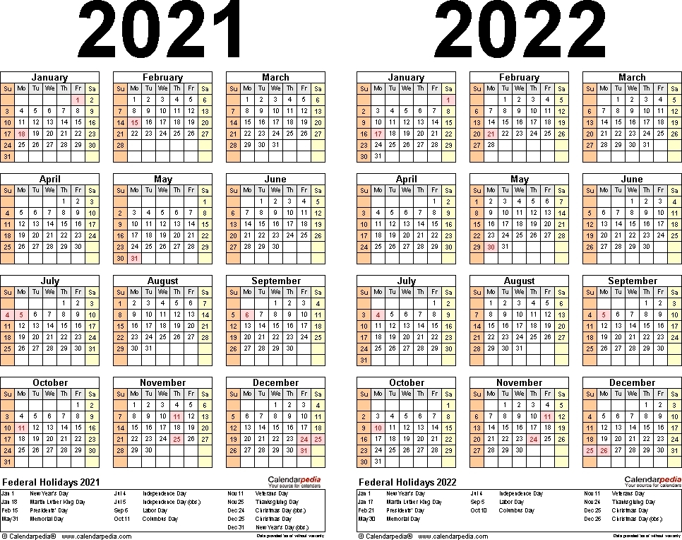 Free 2021 Yearly Calender Template - 2021 Free Printable