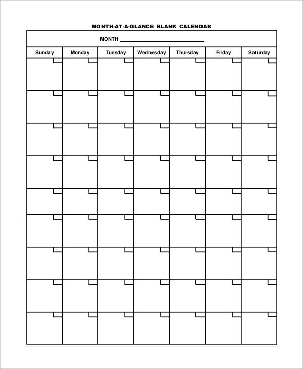 Free 6+ Printable Blank Calendar Templates In Pdf | Ms Word