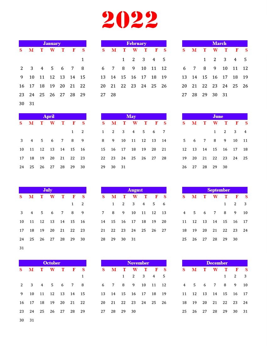 Create Your 2022 Calendar Blank Template