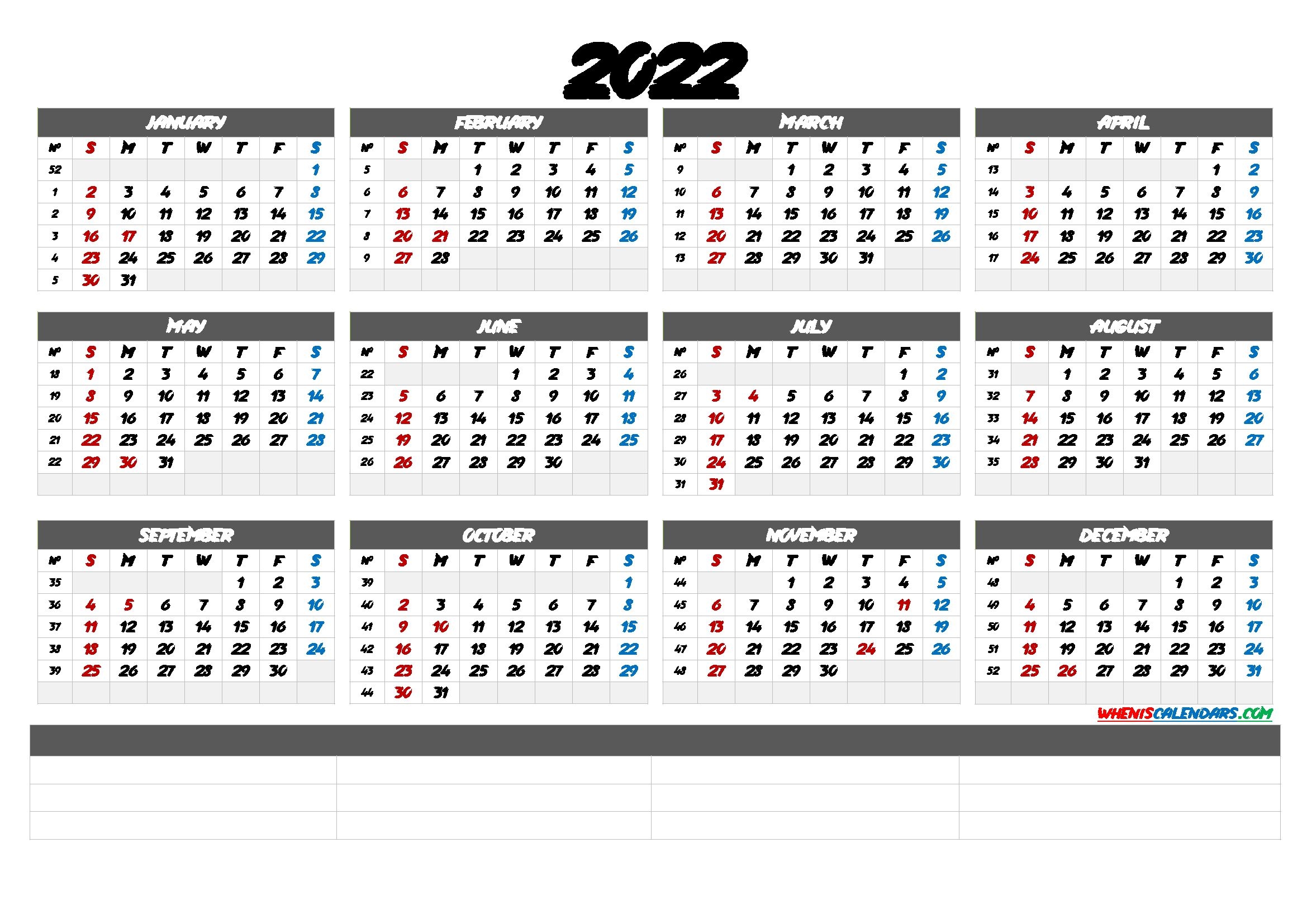 Free Cute Printable Calendar 2022 - Calendraex
