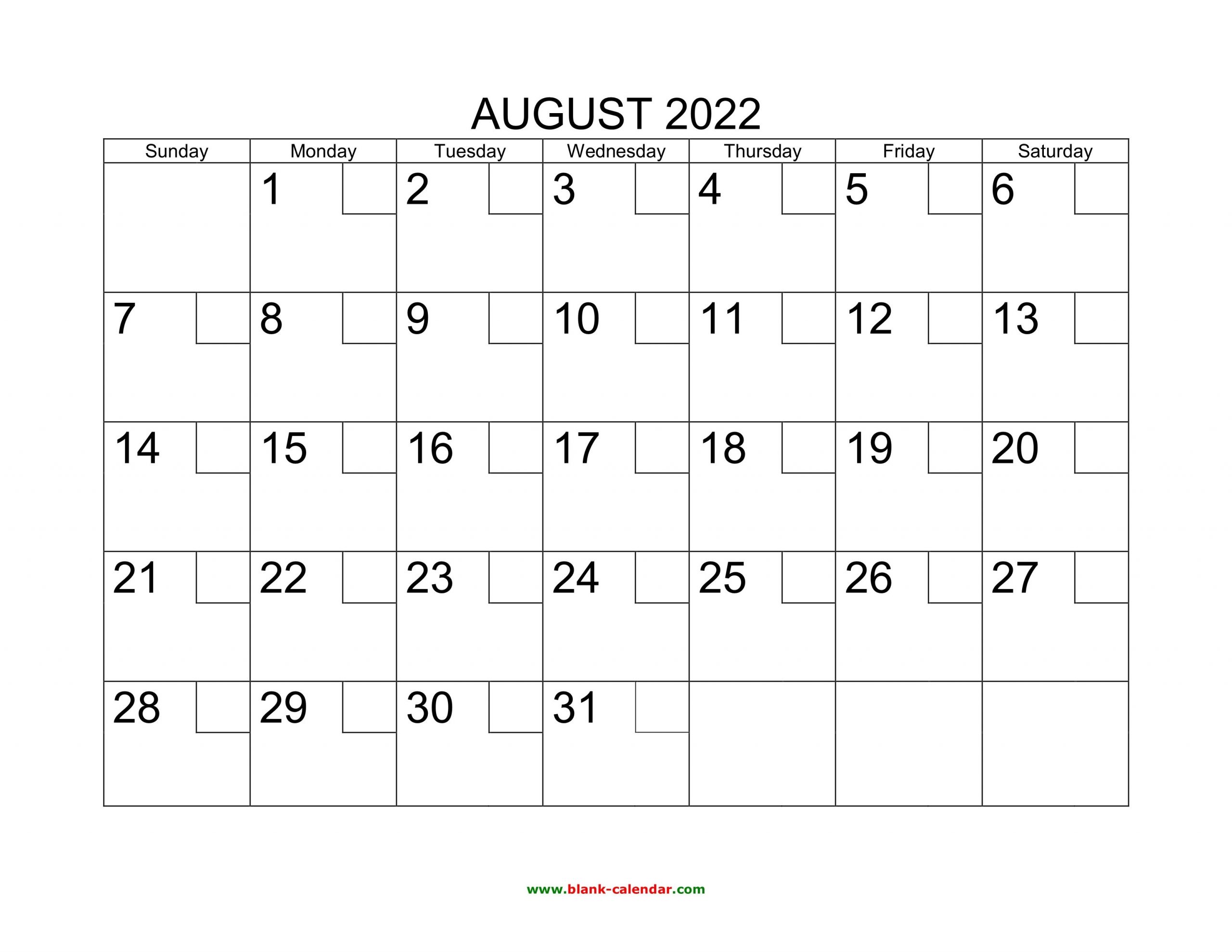 Free Download Printable August 2022 Calendar With Check Boxes