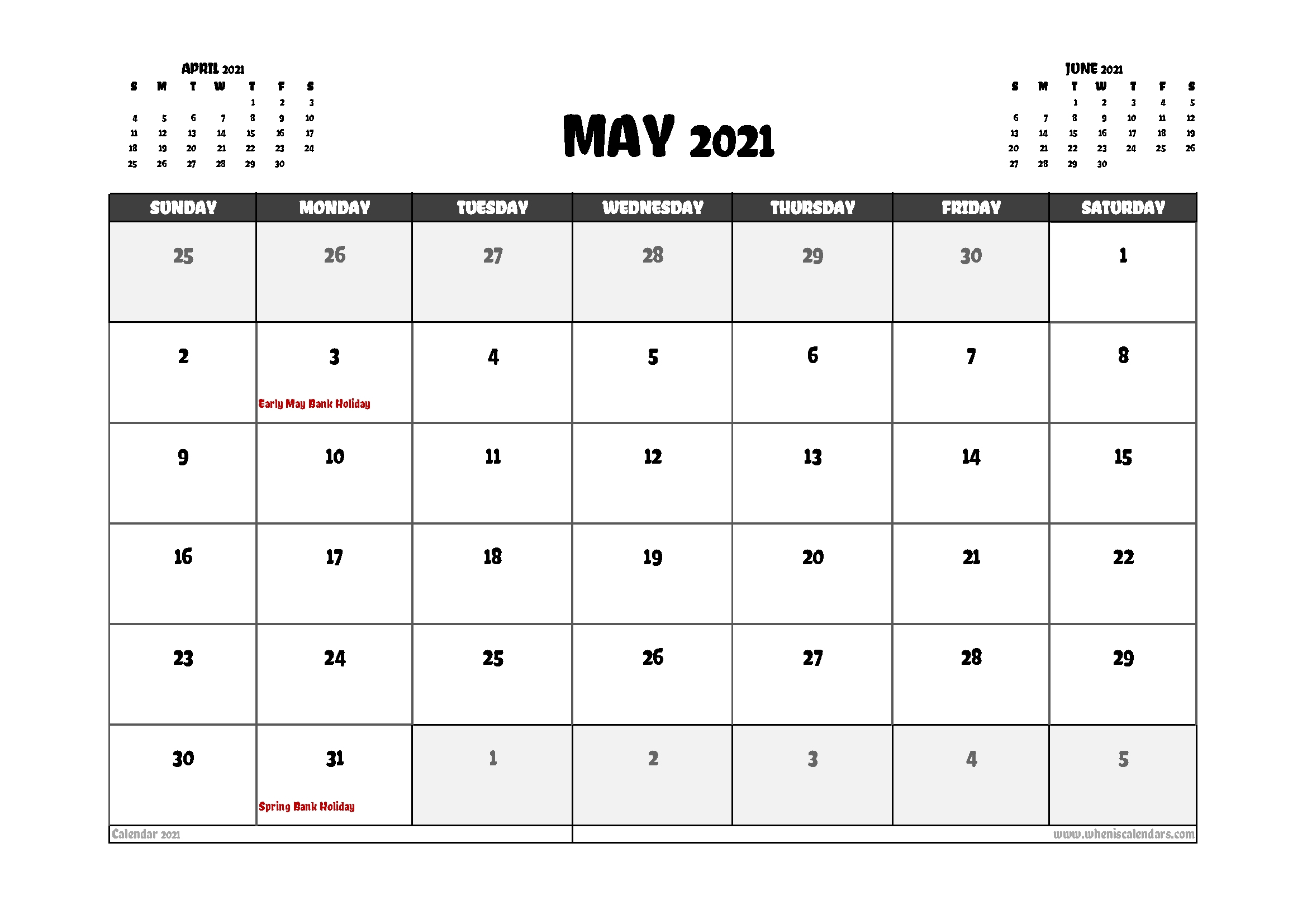 Free May 2021 Calendar Uk Printable In 2020 | Calendar Uk
