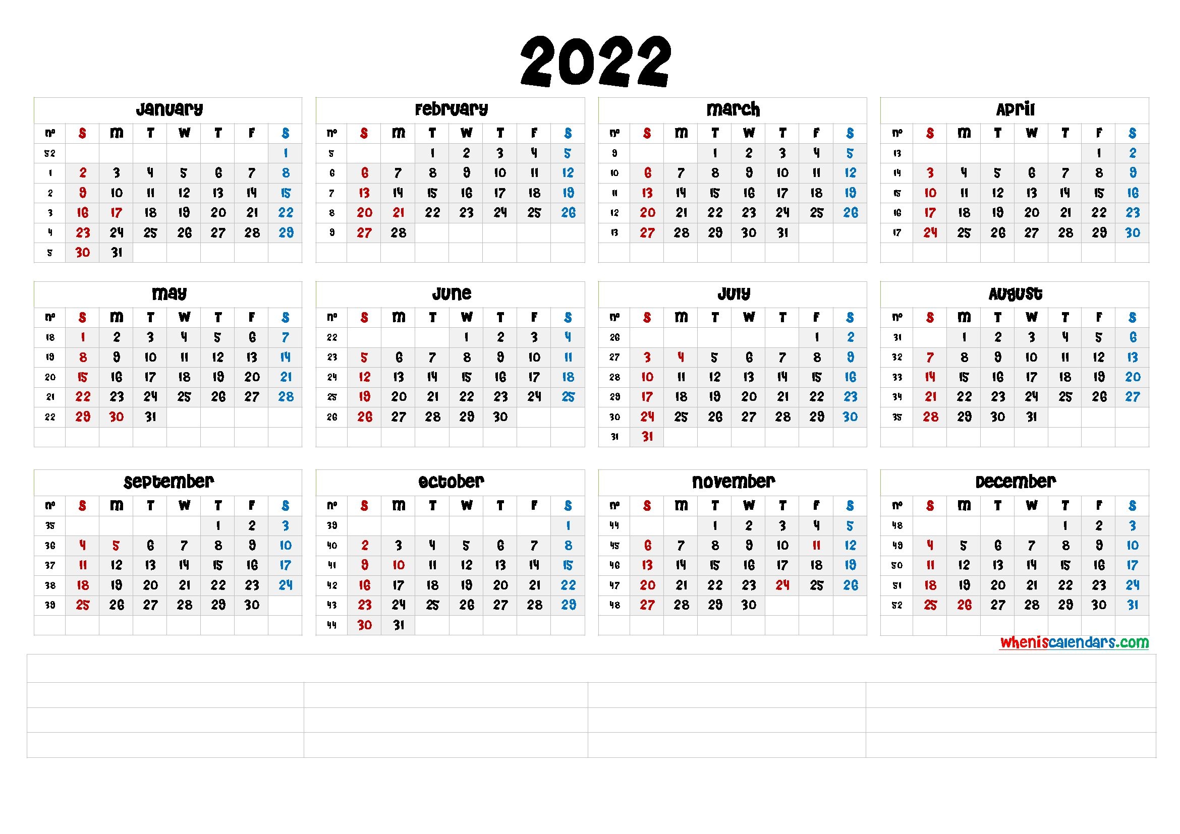 Free Printable 2022 Calendar By Month (6 Templates) - Free