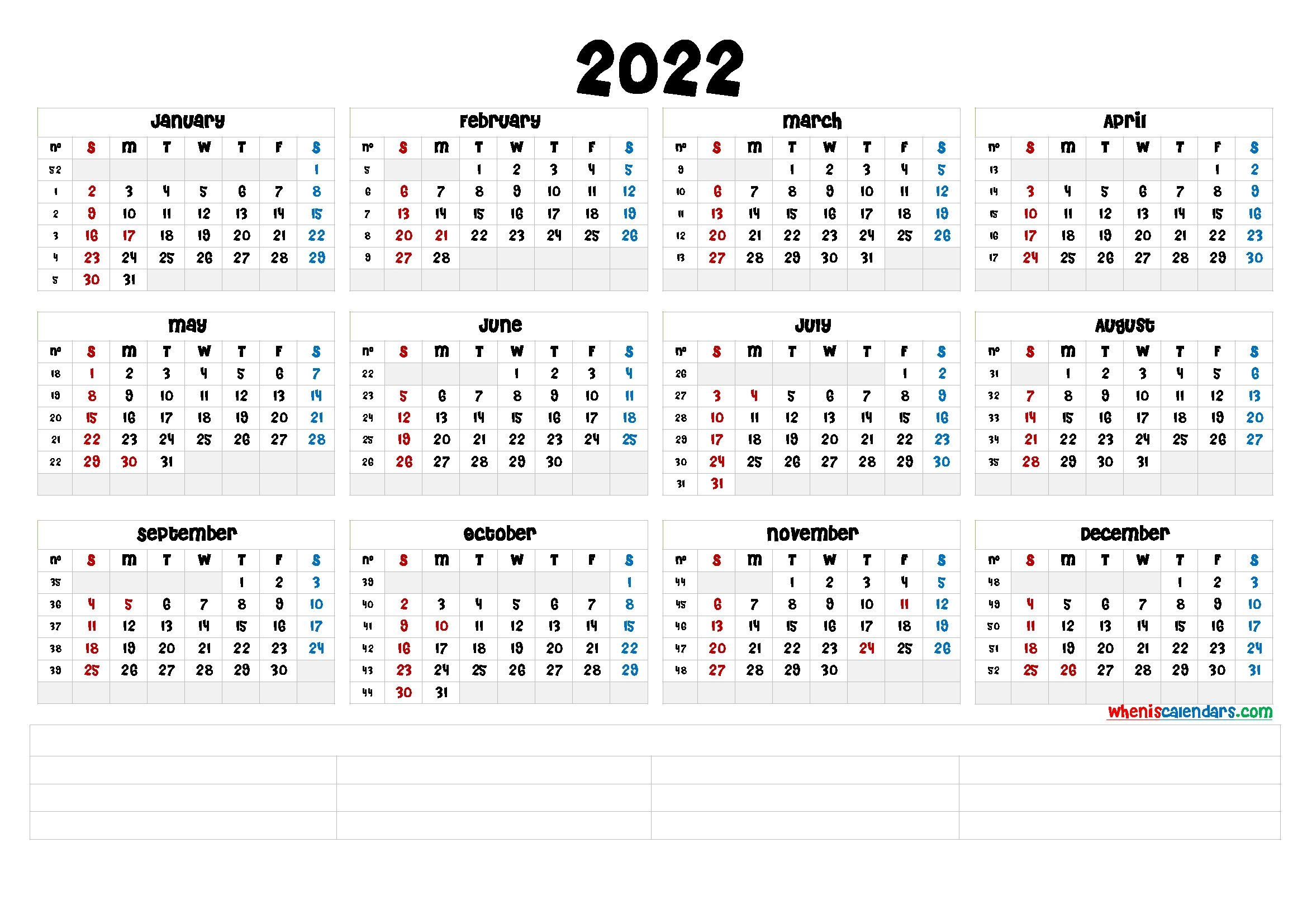 Free Printable 2022 Calendar By Month (6 Templates) - Free