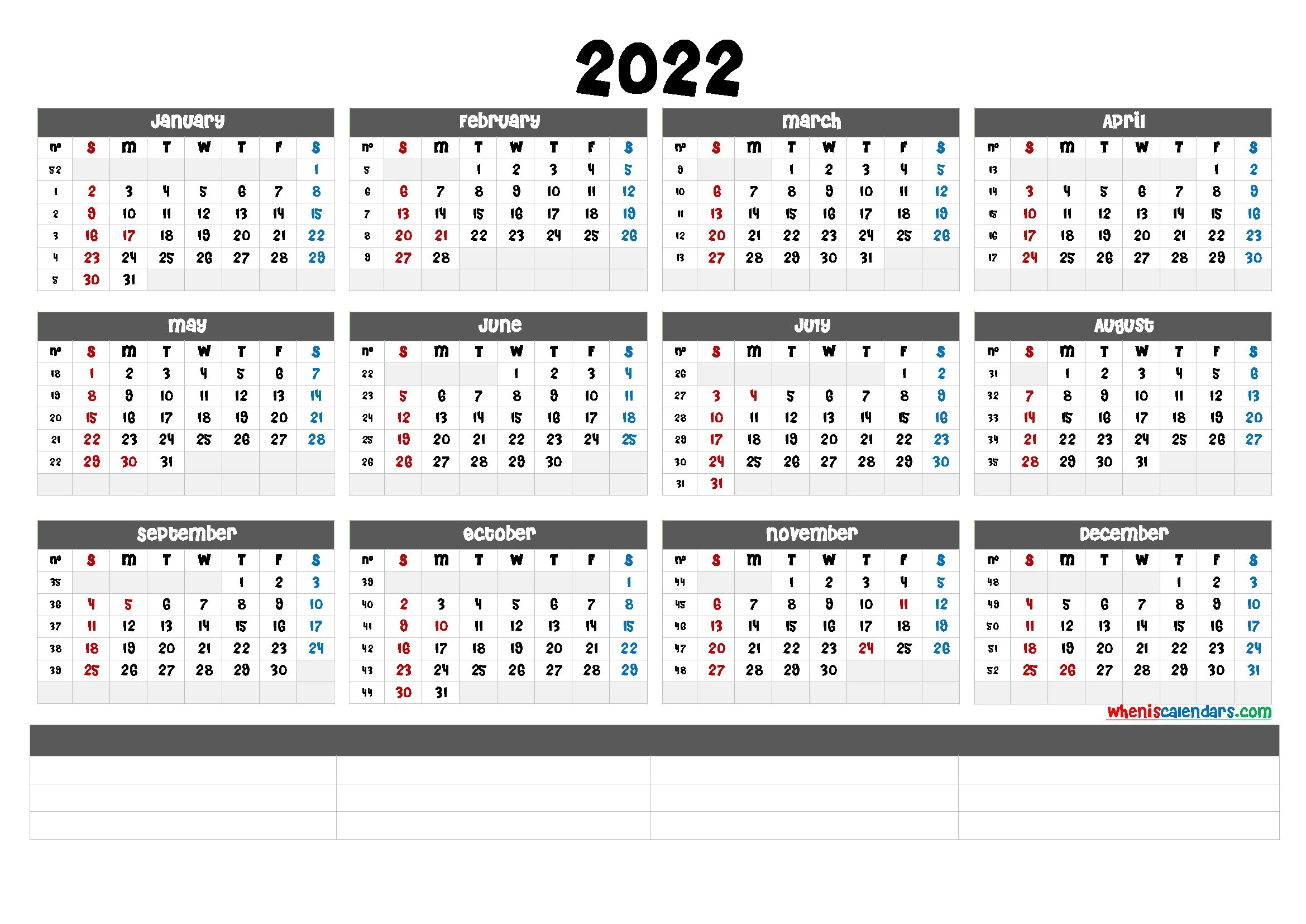 Free Printable 2022 Calendar By Month (6 Templates) - Free