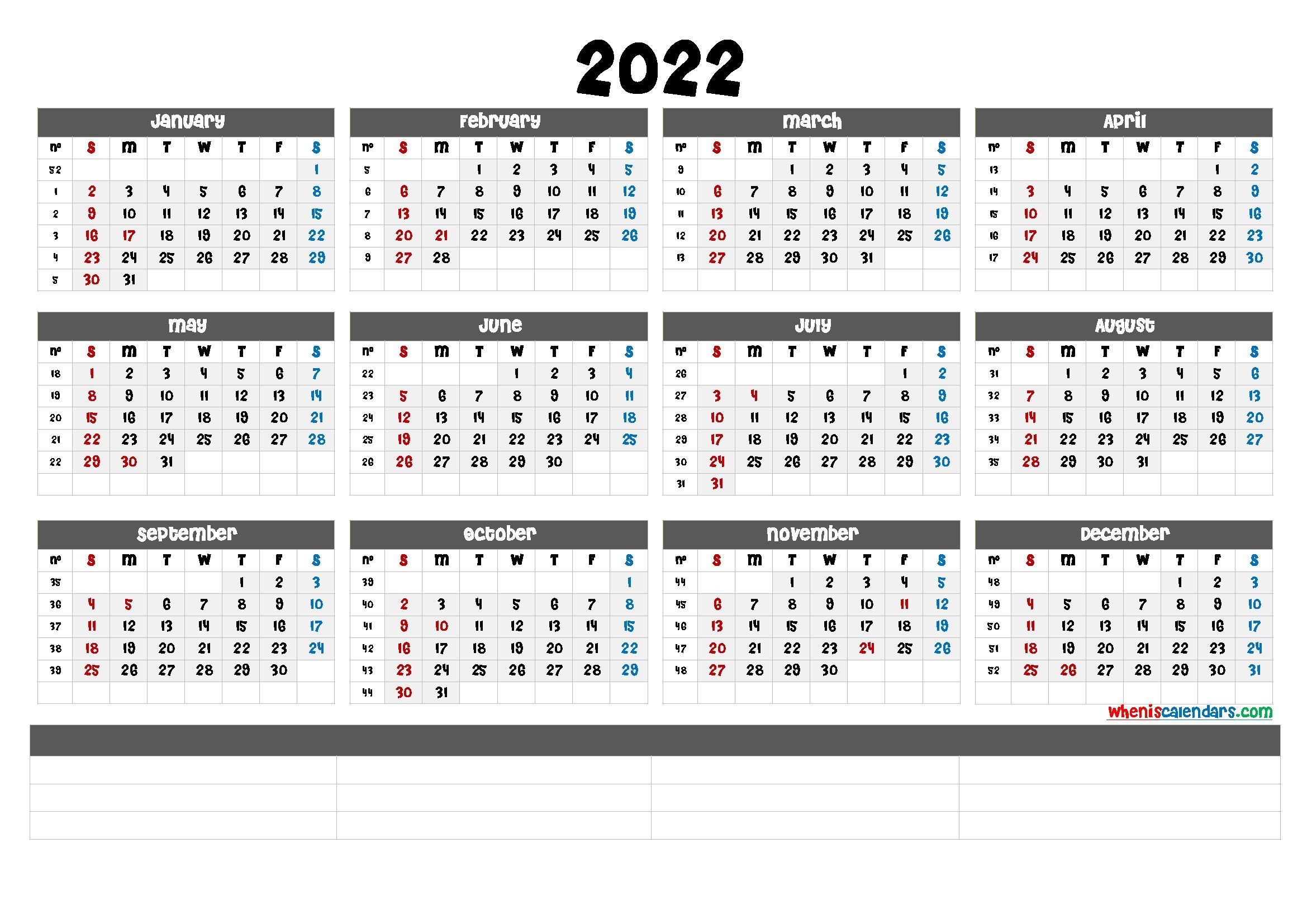 Free Printable 2022 Calendar By Month - Calendarex