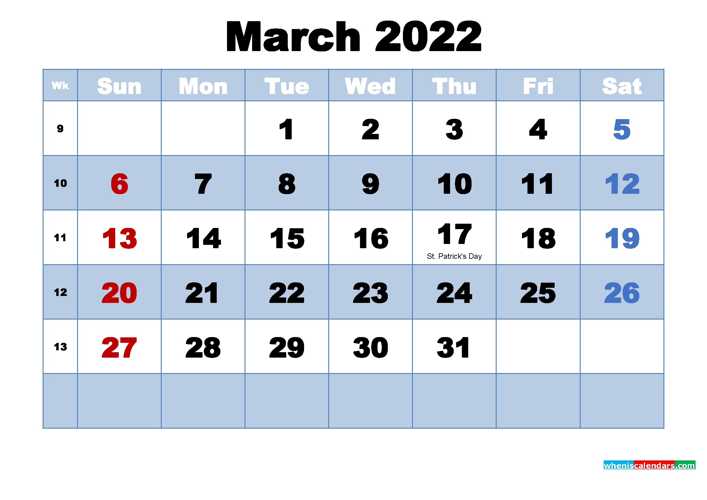 Free Printable 2022 Calendar March As Word, Pdf | Free