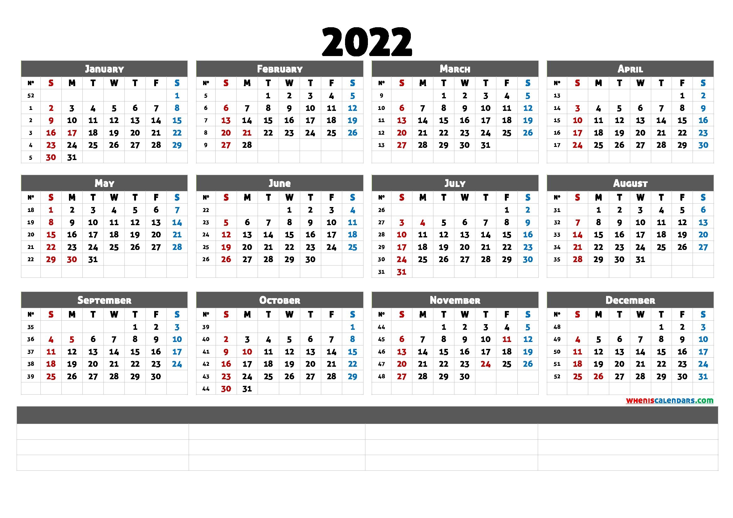 Free Printable 2022 Calendar Templates - Calendraex